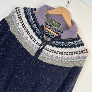Eddie Bauer Collectibles Women’s S Full Zip Fair Isle Sweater Wool Cashmere